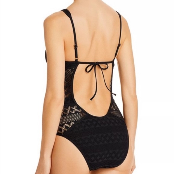 🔥BECCA🔥COLOR PLAY SHOW & TELL PLUNGE ONE PIECE SWIMSUIT BLACK XS/SMALL NWT - Picture 2 of 5